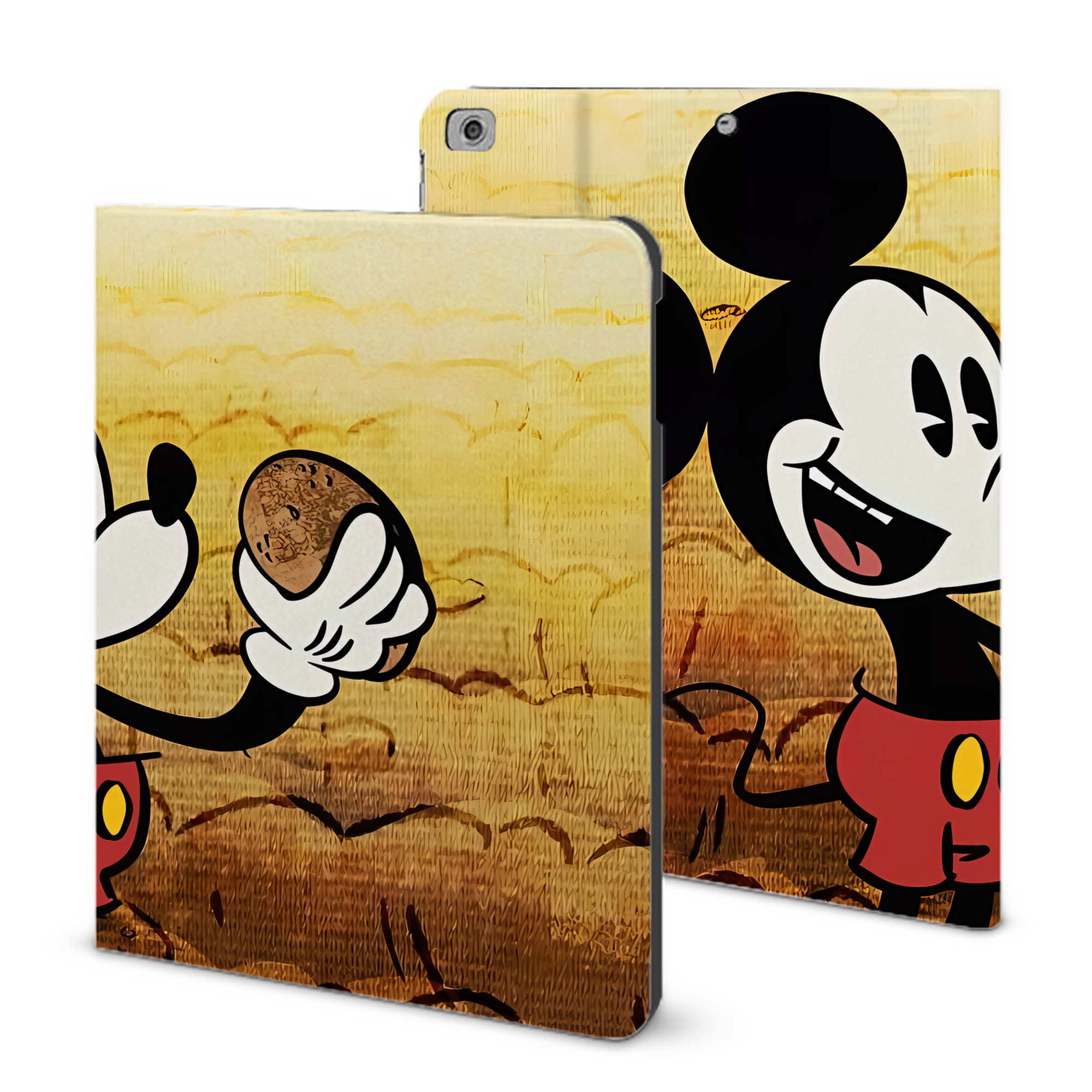 （画像用） ミッキーマウス Mickey Mouse IPad ケース ブック型 PUレザー TPU 耐衝撃 軽量 薄型 ペン収納なし 全面保護 IPad 各モデル対応